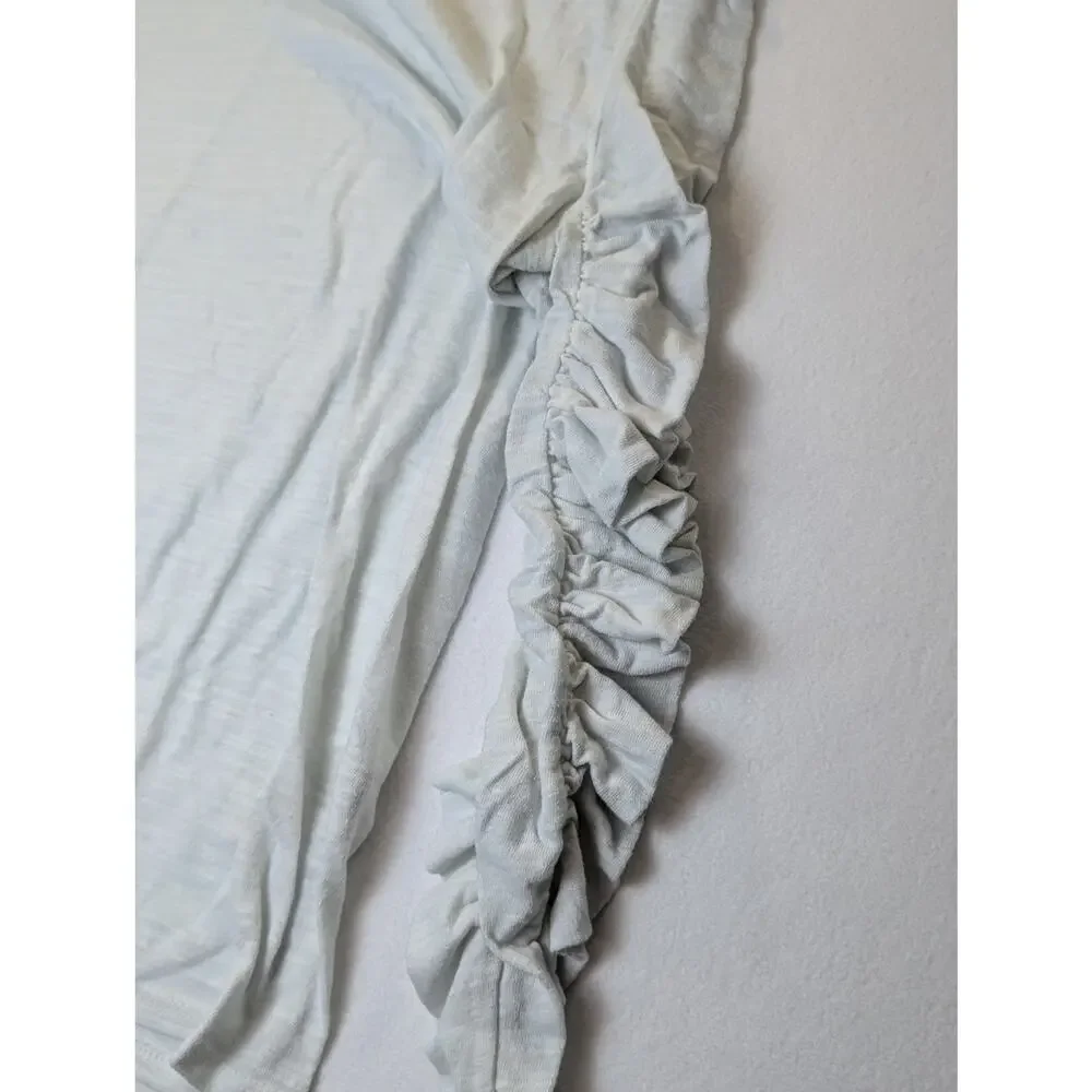 Free People Natasha T-shirt Long Sleeve Rouched Sleeves Off White Size Large